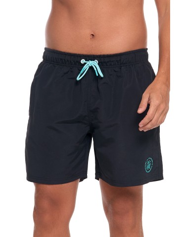 Szorty plażowe - Szorty kąpielowe męskie plus size z kieszeniami na zamek CZARNY - produkt 9