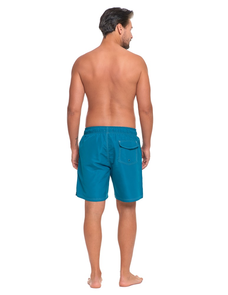 Szorty plażowe - Męskie kąpielówki szorty plażowe z kieszenią na rzep TURKUSOWY  - produkt moraj.pl 3