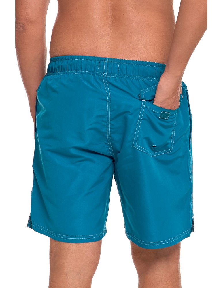 Szorty plażowe - Męskie kąpielówki szorty plażowe z kieszenią na rzep TURKUSOWY  - produkt moraj.pl 6