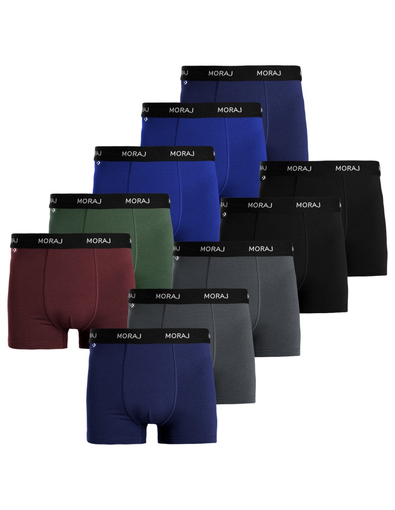 Bokserki dopasowane - Majtki męskie bokserki bawełniane gładkie dopasowane klasyczne 10-pak WIELOKOLOROWY - produkt moraj.pl 1
