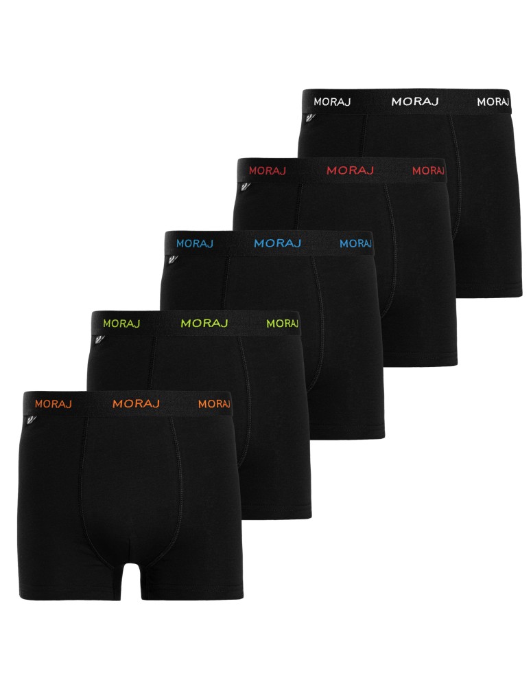Bokserki luźne - Bokserki męskie bawełniane gładkie z kolorowym napisem 5-pak WIELOKOLOROWY - produkt moraj.pl 1