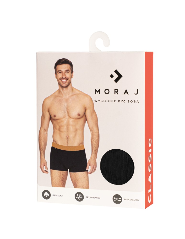 Bokserki dopasowane - Bokserki męskie bawełniane klasyczne z kolorowym pasem 6-pak WIELOKOLOROWY - produkt moraj.pl 3