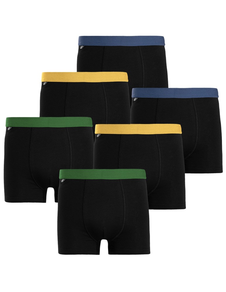 Bokserki męskie bawełniane klasyczne z kolorowym pasem 6-pak WIELOKOLOROWY