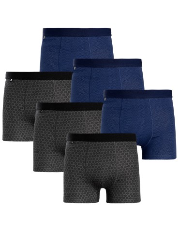 Bokserki męskie bawełniane w eleganckie wzory 6-pak - MIX KOLOR