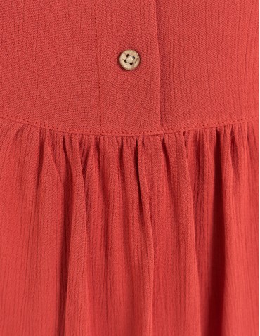 Bluzki i koszule - Bluzka damska z wiskozy z guzikami przy dekolcie CZERWONY - produkt 10