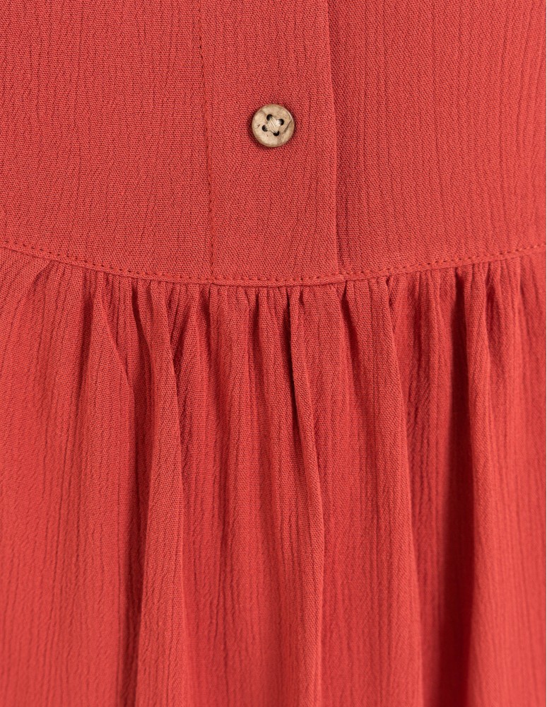 Bluzki i koszule - Bluzka damska z wiskozy z guzikami przy dekolcie CZERWONY  - produkt moraj.pl 10