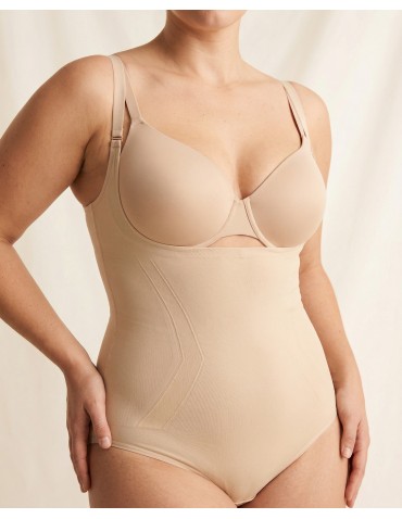 Body modelujące damskie mocno kompresyjne z odpinanymi ramiączkami - BEŻOWY  - produkt 2