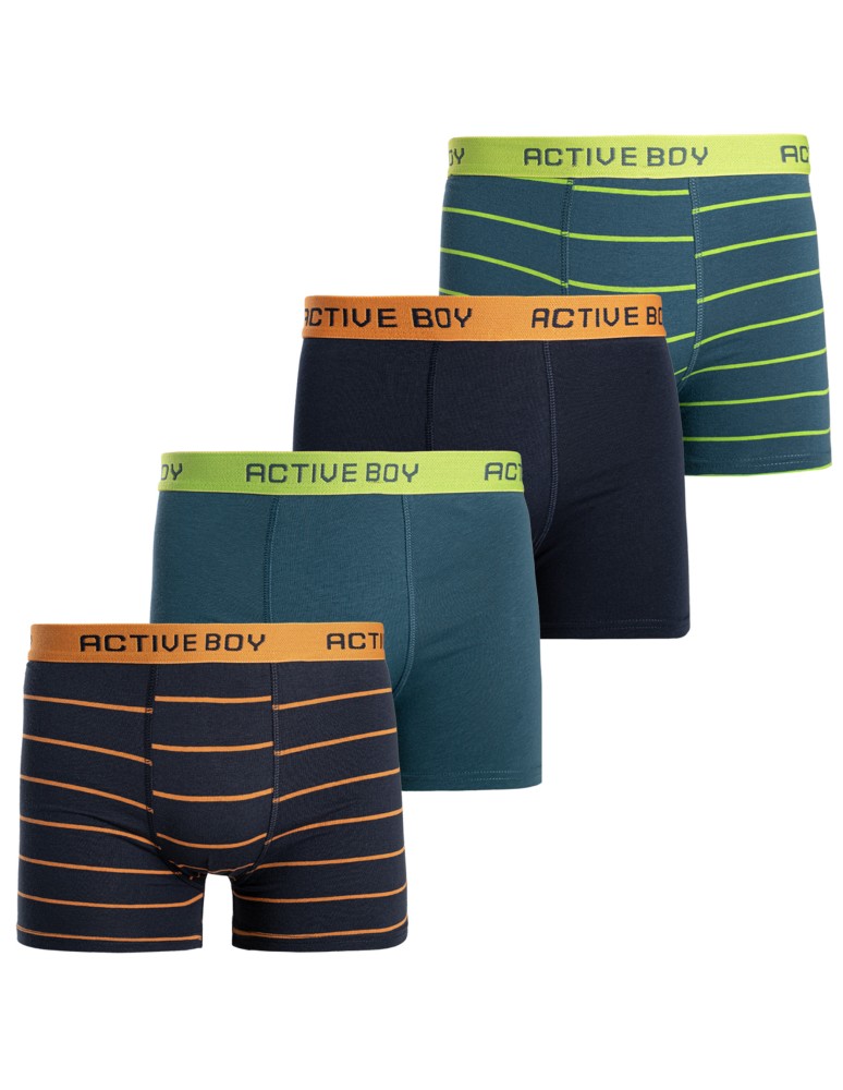 Bokserki - Bokserki chłopięce bawełniane majtki dopasowane gładkie i w paski 4-pak WIELOKOLOROWY - produkt moraj.pl 1