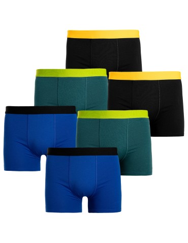 Bokserki chłopięce bawełniane kolorowe gładkie 6-pak