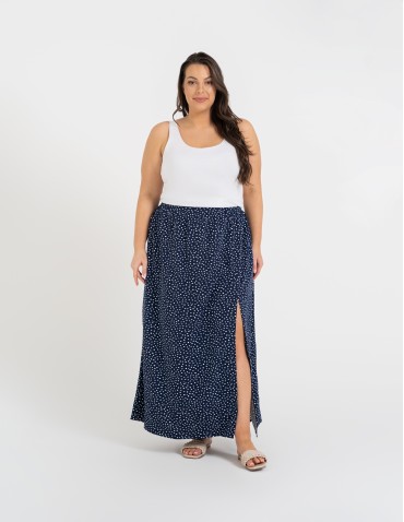 Spódnice maxi - Spódnica damska maxi długa z rozcięciem wzorzysta WZÓR 6 - produkt 10