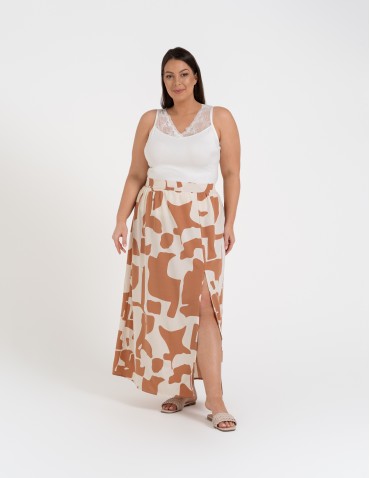 Spódnice maxi - Spódnica damska maxi długa z rozcięciem wzorzysta WZÓR 5 - produkt 2