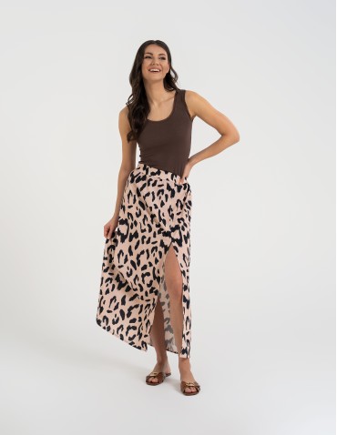 Spódnica damska maxi długa z rozcięciem wzorzysta - WZÓR 3