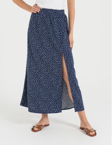 Spódnica damska maxi długa z rozcięciem wzorzysta - WZÓR 6  - produkt 2