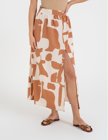 Spódnica damska maxi długa z rozcięciem wzorzysta - WZÓR 5  - produkt 2