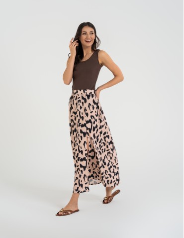 Spódnice maxi - Spódnica damska maxi długa z rozcięciem wzorzysta WZÓR 3 - produkt 5