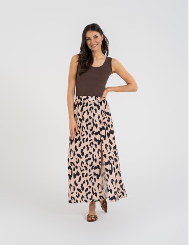 Spódnice maxi - Spódnica damska maxi długa z rozcięciem wzorzysta WZÓR 3 - produkt 3