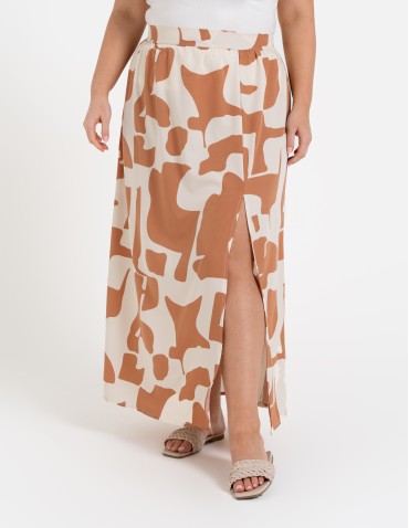 Spódnice maxi - Spódnica damska maxi długa z rozcięciem wzorzysta WZÓR 5 - produkt 3