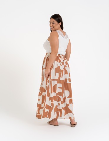 Spódnice maxi - Spódnica damska maxi długa z rozcięciem wzorzysta WZÓR 5 - produkt 6