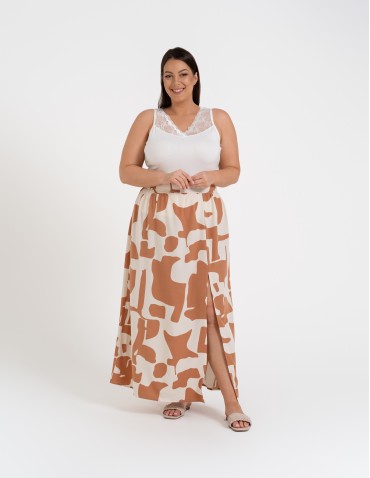 Spódnice maxi - Spódnica damska maxi długa z rozcięciem wzorzysta WZÓR 5 - produkt 4