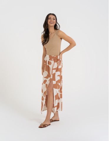 Spódnica damska maxi długa z rozcięciem wzorzysta - WZÓR 5