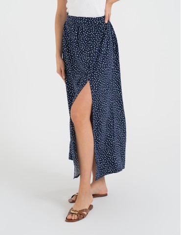 Spódnice maxi - Spódnica damska maxi długa z rozcięciem wzorzysta WZÓR 6 - produkt 11