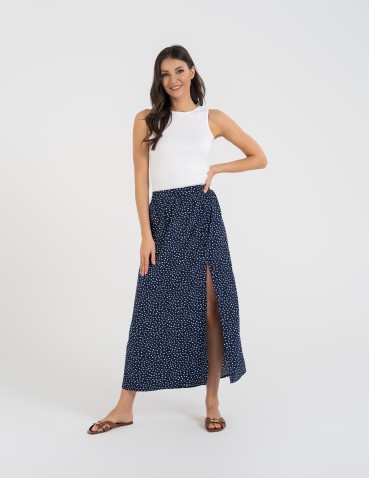 Spódnice maxi - Spódnica damska maxi długa z rozcięciem wzorzysta WZÓR 6 - produkt 4