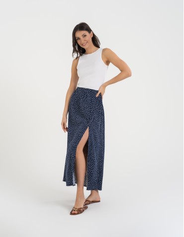 Spódnice maxi - Spódnica damska maxi długa z rozcięciem wzorzysta WZÓR 6 - produkt 5