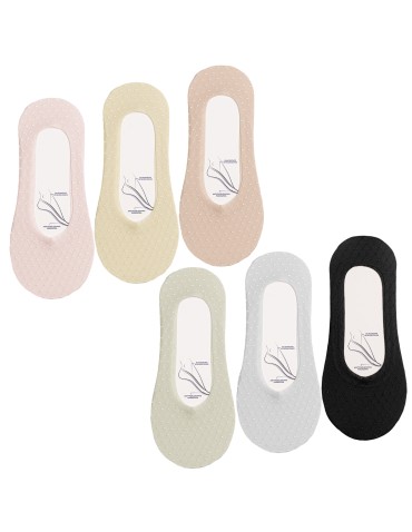 Skarpetki damskie niskie stopki siateczkowe z eleganckim haftem ABS 6-pak