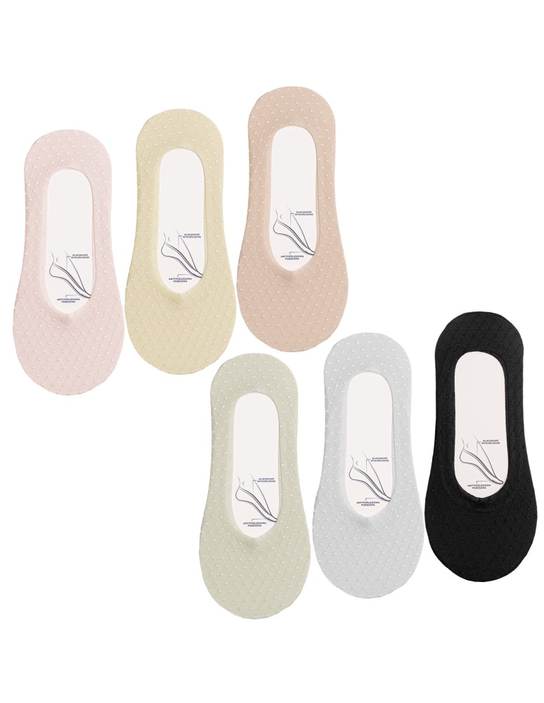Niskie stopki - Skarpetki damskie niskie stopki siateczkowe z eleganckim haftem ABS 6-pak WIELOKOLOROWY - produkt moraj.pl 1