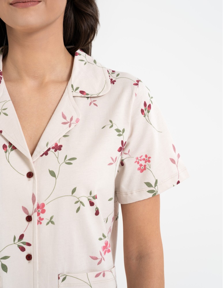 Piżamy 3/4 damskie - Piżama damska dwuczęściowa 100% bawełniana z krótkim rękawem WZÓR 1  - produkt moraj.pl 5