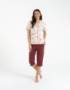 Piżama damska dwuczęściowa 100% bawełniana z krótkim rękawem WZÓR 1