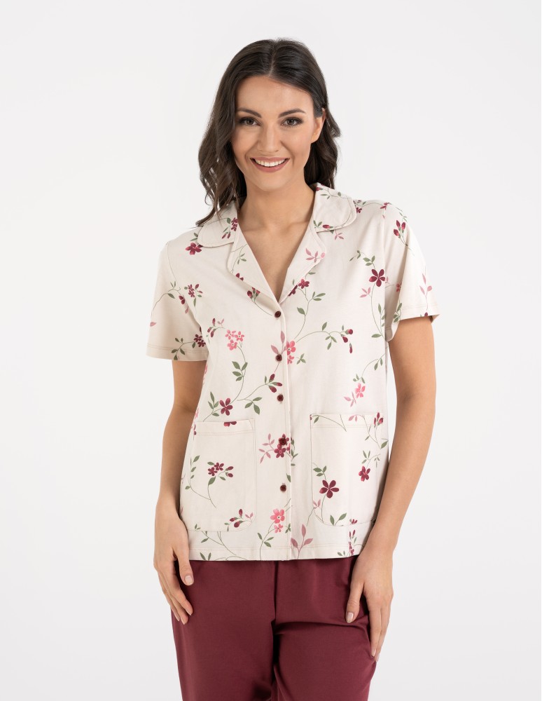 Piżamy 3/4 damskie - Piżama damska dwuczęściowa 100% bawełniana z krótkim rękawem WZÓR 1  - produkt moraj.pl 7