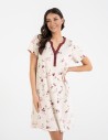 Koszula nocna damska 100% bawełniana z krótkim rękawem i kwiatowym wzorem WZÓR 1