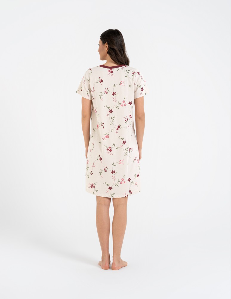 Koszule nocne z krótkim rękawem - Koszula nocna damska 100% bawełniana z krótkim rękawem i kwiatowym wzorem WZÓR 1  - produkt moraj.pl 7