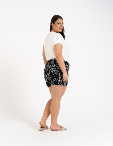 Szorty materiałowe - Spodenki damskie szorty zwiewne 100% wiskoza z wysokim stanem WZÓR 1 - produkt 7