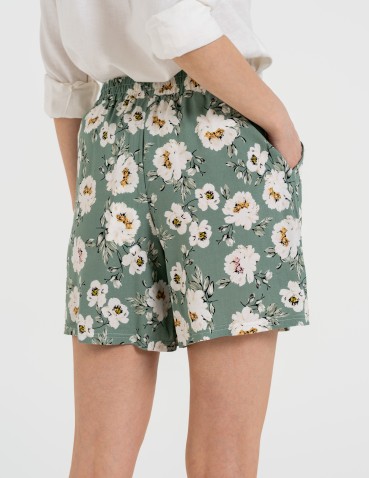 Szorty materiałowe - Spodenki damskie szorty zwiewne 100% wiskoza z wysokim stanem WZÓR 2 - produkt 6