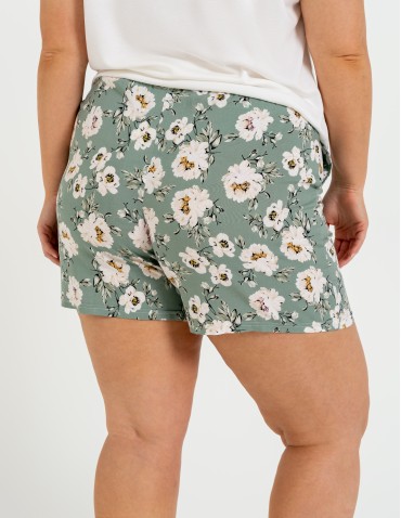 Szorty materiałowe - Spodenki damskie szorty zwiewne 100% wiskoza z wysokim stanem WZÓR 2 - produkt 10