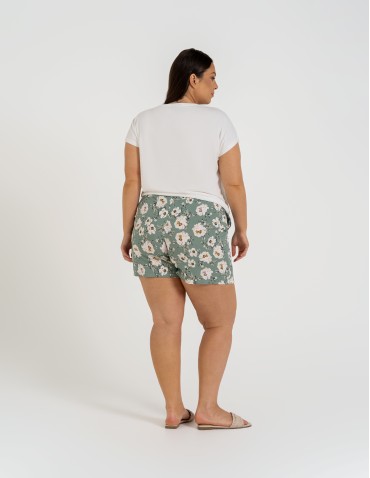 Szorty materiałowe - Spodenki damskie szorty zwiewne 100% wiskoza z wysokim stanem WZÓR 2 - produkt 12