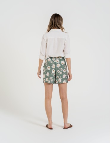 Szorty materiałowe - Spodenki damskie szorty zwiewne 100% wiskoza z wysokim stanem WZÓR 2 - produkt 7