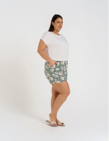 Szorty materiałowe - Spodenki damskie szorty zwiewne 100% wiskoza z wysokim stanem WZÓR 2 - produkt 11