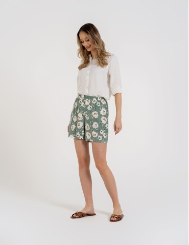 Szorty materiałowe - Spodenki damskie szorty zwiewne 100% wiskoza z wysokim stanem WZÓR 2 - produkt 8