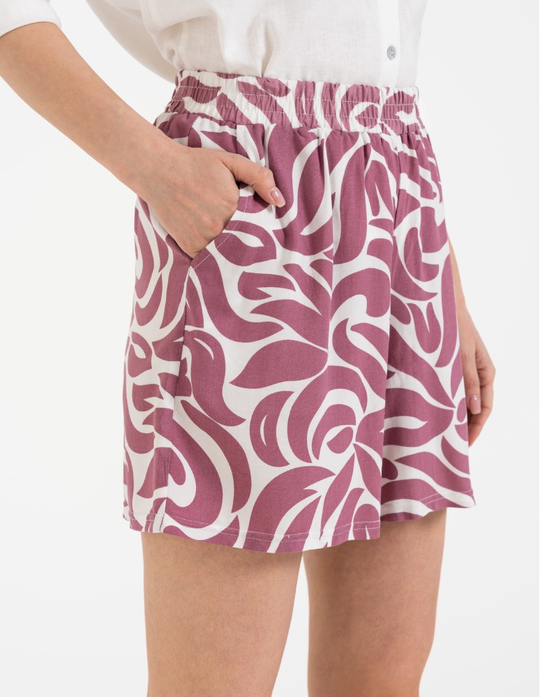 Szorty materiałowe - Spodenki damskie krótkie z wysokim stanem 100% wiskoza WZÓR 1  - produkt moraj.pl 2