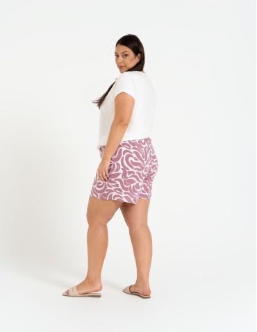 Szorty materiałowe - Spodenki damskie krótkie z wysokim stanem 100% wiskoza WZÓR 1 - produkt 10