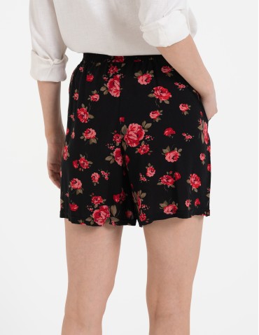 Szorty materiałowe - Spodenki damskie krótkie z wysokim stanem 100% wiskoza WZÓR 2 - produkt 8