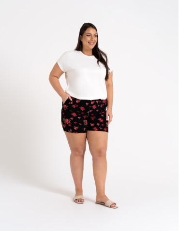 Szorty materiałowe - Spodenki damskie krótkie z wysokim stanem 100% wiskoza WZÓR 2 - produkt 9