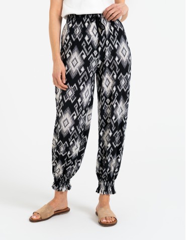 Spodnie materiałowe - Spodnie damskie alladynki z wysokim stanem WZÓR 2 - produkt 3