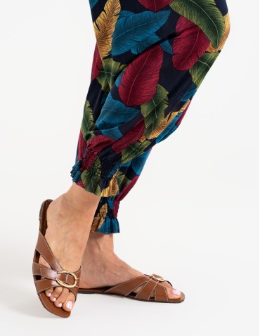 Spodnie materiałowe - Spodnie damskie alladynki z wysokim stanem WZÓR 1 - produkt 5