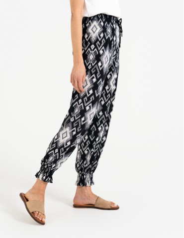 Spodnie materiałowe - Spodnie damskie alladynki z wysokim stanem WZÓR 2 - produkt 9