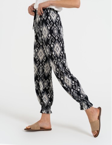 Spodnie materiałowe - Spodnie damskie alladynki z wysokim stanem WZÓR 2 - produkt 11