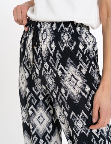 Spodnie materiałowe - Spodnie damskie alladynki z wysokim stanem WZÓR 2 - produkt 2